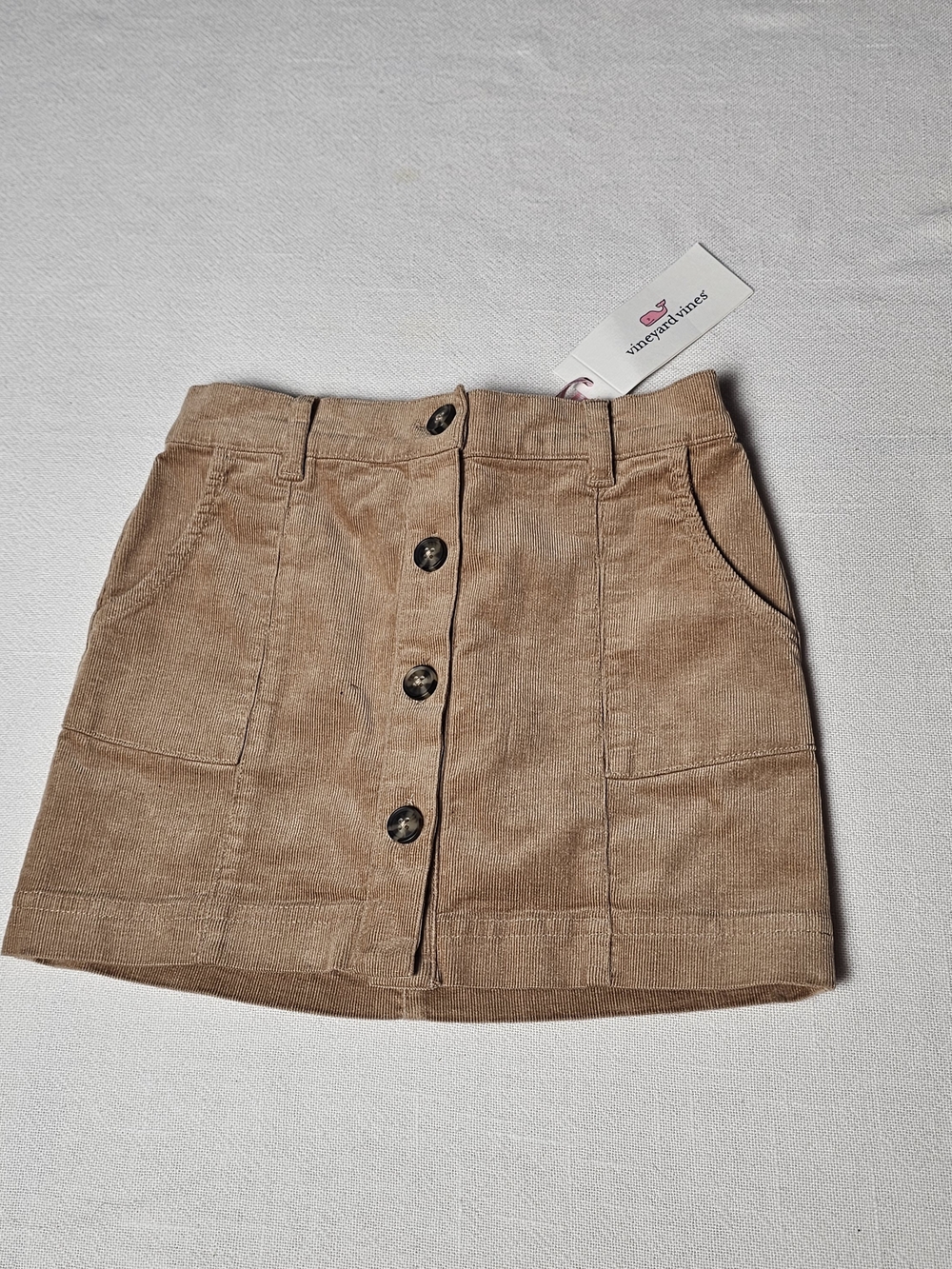 Vineyard Vines Camel/Tan Corduroy Button-Front Mini Skirt Girl Size 5 NWT